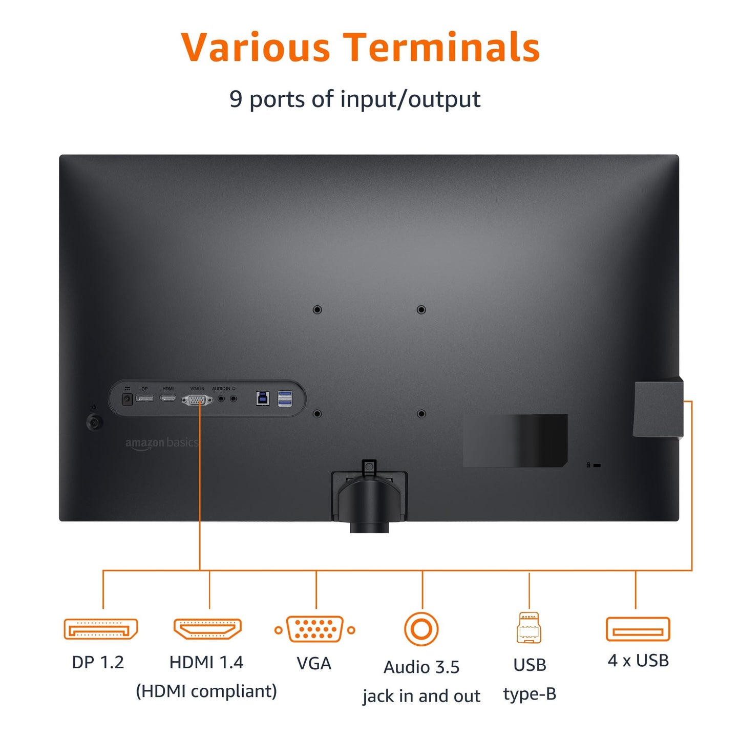 Amazon Basics 24 in Monitor, FHD 1080P, Max 100Hz, VESA Compatible, Built-in Speakers, Black