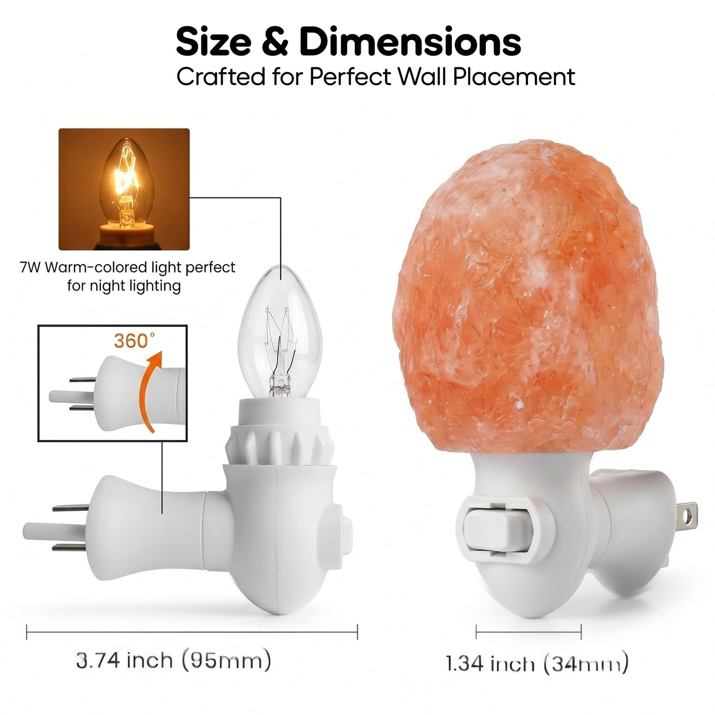 SAF Naturals Himalayan Natural Salt Wall Light Rock Shape, Hand Carved, Warm Amber Glow Night Light, Hallway & Living Room Lighting Decor