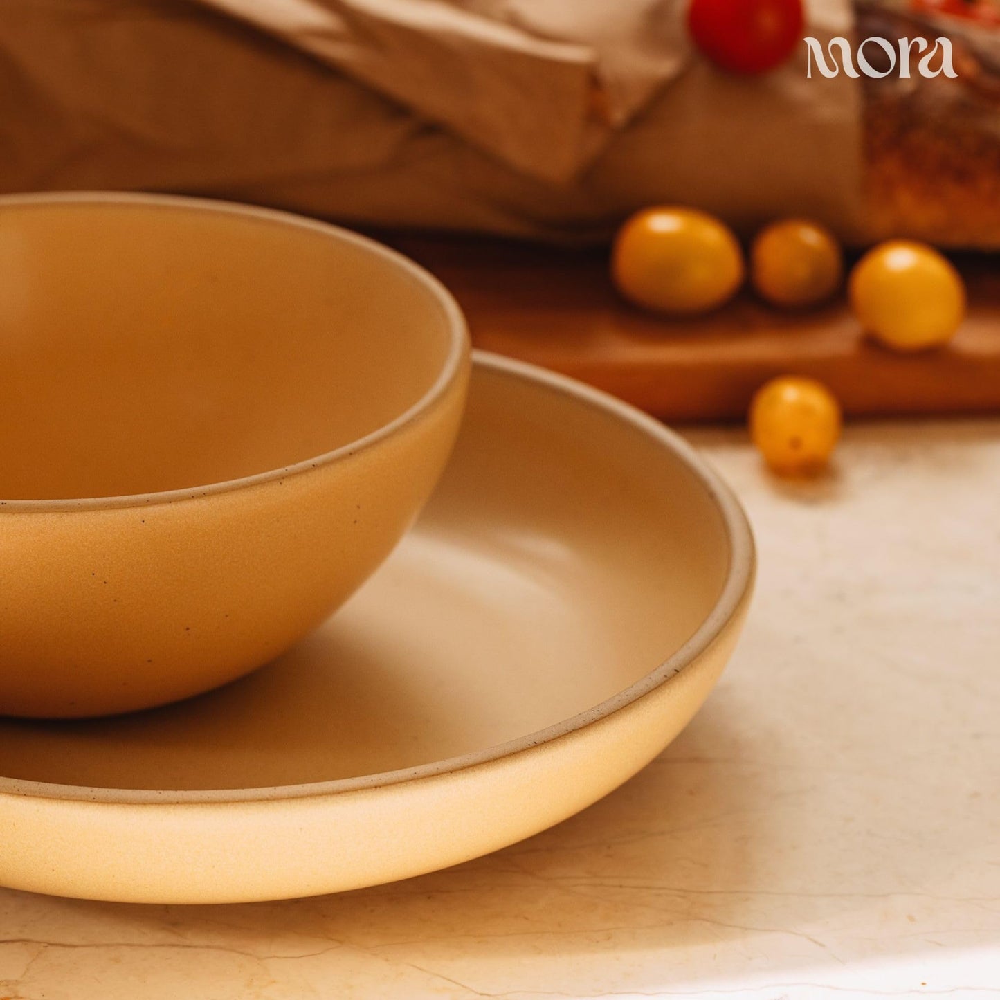 MORA Medium Bowls Set of 4, 28oz Ceramic Pottery Everyday Bowls - Microwave, Oven and Dishwasher Safe - Merrigold