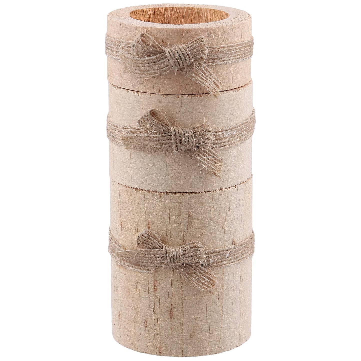 FUNSUEI 12 Pack Wooden Tea Light Candle Holders, 3 Sizes Wood Votive Candle Holder, Wood Log Candle Holders Rustic Tealight Candle Holder for Dinning Party Room Decoration