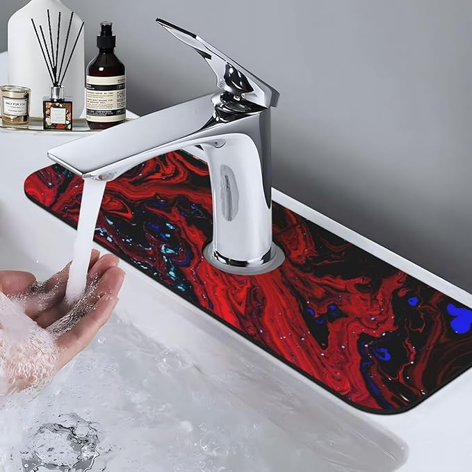 Red marble Kitchen sink faucet pad, strong water absorption, anti slip