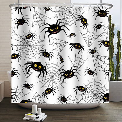 LFEEY Funny Halloween Shower Curtain Kids, Black White Creepy Spider Web Shower Curtain 72X72 Inches Halloween Bathroom Decor Waterproof Polyester Fabric with Hooks
