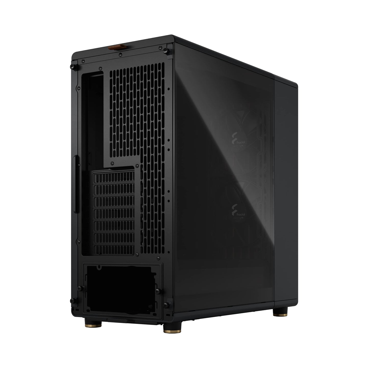 Fractal Design North Charcoal Black Tempered Glass Dark - Wood Walnut front - Glass side panel - Two 140mm Aspect PWM fans included - Type C USB - ATX Airflow Mid Tower PC Gaming Case