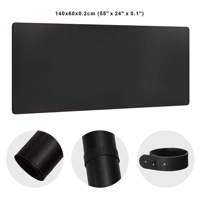 ZORESYN 4XL Oversized Large Mouse Pads (55" x 24") - PU Leather Extended Large Gaming Mousepad Desk Mat - Nonslip Base and Waterproof Desktop Keyboard Extended Mouse Mat (Black, 4XL - Oversized)