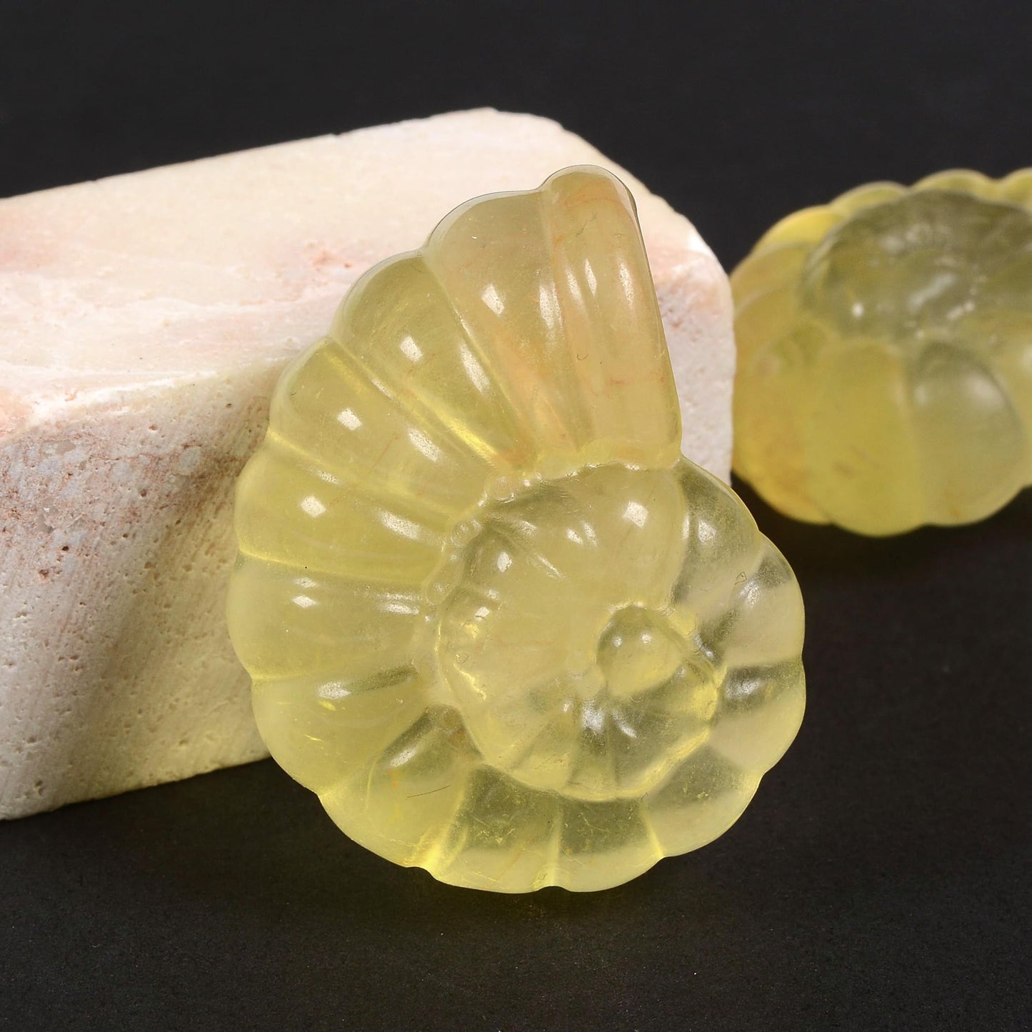 Justinstones Natural Gemstone Yellow Fluorite Carved Nautilus Shaped Statue Jewelry Making Rock Collection Stone Crafts