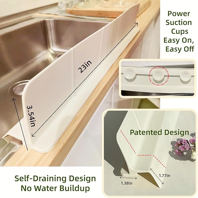 Sink Splash Guard for Kitchen, Splatter Screen & Silicone Water Guard