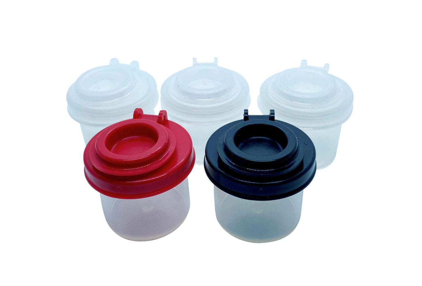 BRAZZA Salt and Pepper Shakers Moisture Proof Set Perfect to go Camping Picnic Outdoors Kitchen Lunch Boxes Travel Spice Set Clear with Black Lids Plastic Airtight Spice Jar Dispenser (5 mini)