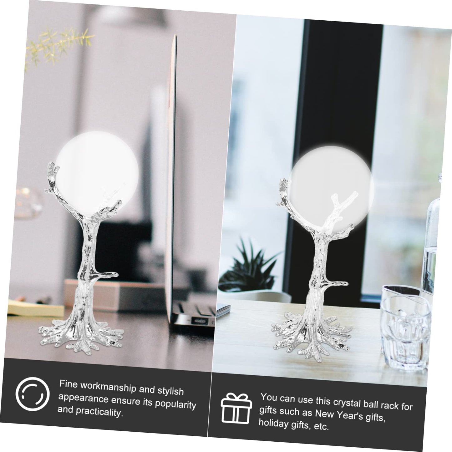 Hemobllo Creative Tree Branch Shape Crystal Ball Base Display Rack Premium Iron Ore Stand for Crystal Balls Delicate Sphere Holder for Home Decor Compact Elegant Pedestal for Desk Table