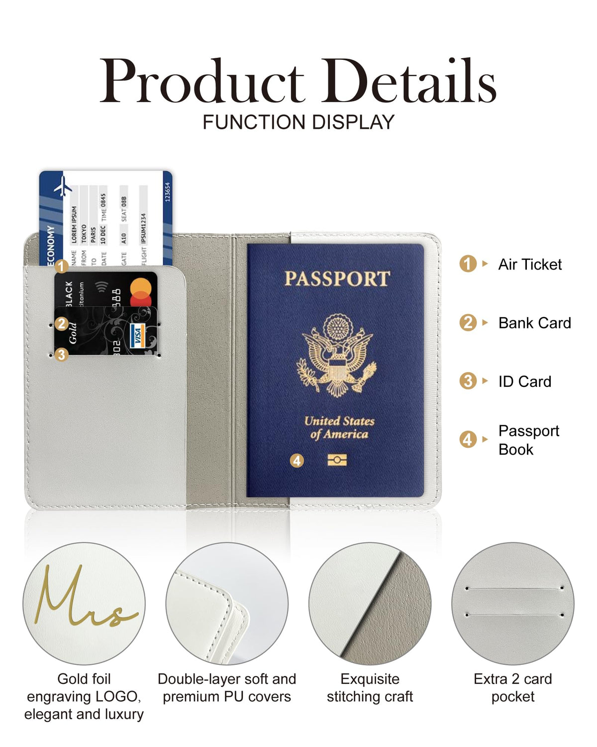 HubbyWifeyGifts Mr and Mrs Passport Holder Set, PU Leather Passport Cover with RFID Blocking, Honeymoon Essentials for Travel, Engagement Gifts for Couples