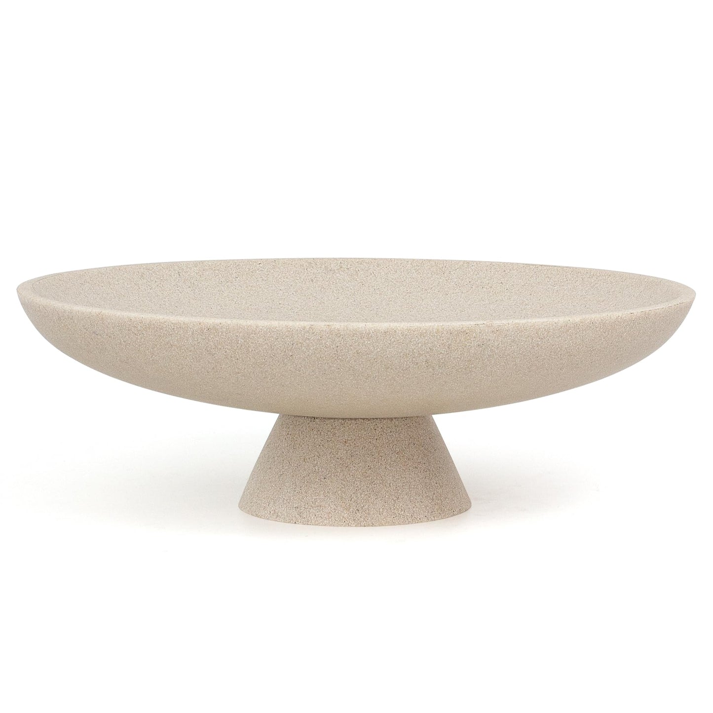 YMXYJM Modern Resin Pedestal Decorative Bowl, Large Fruit Bowl for Kitchen Counter, Stylish Key Bowl for Entryway Table, Beige