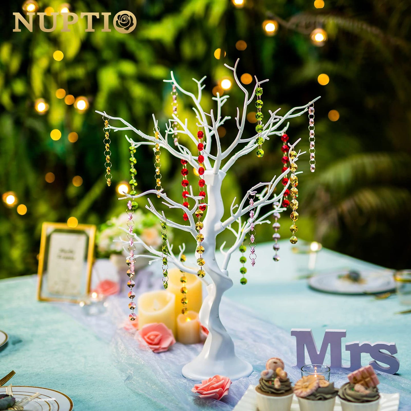 Nuptio White Christmas Tree Branch Artificial 22.8 inch Tall Manzanita Tree Centerpiece Wedding Centerpieces for Tables, Decorative Ornament Display Tree Branches for Decoration Weddings (1 Pc)