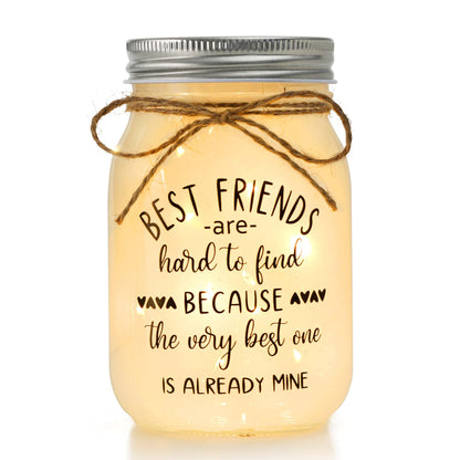 Friendship Gifts for Friend - Mason Jar Night Lights with 10 Warm Lights, Women Birthday Gift for Best Friends, BFF, Bestie Christmas Gift Idea