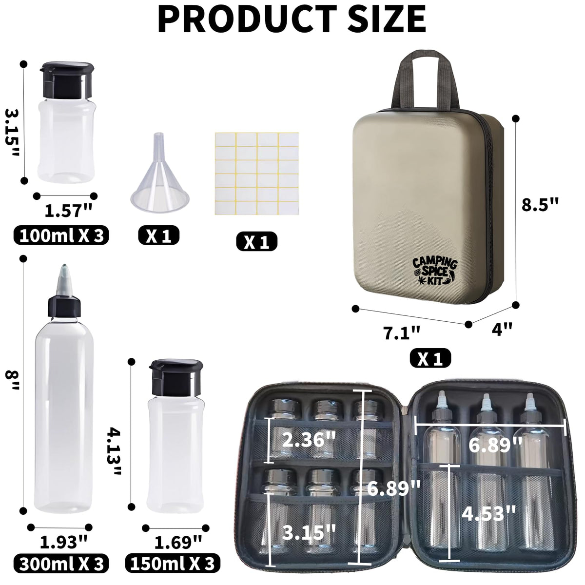 Merleu 11-Piece Camping Spice Kit – 6 Powder & 3 Liquid Leakproof Containers with EVA Hard Case, Portable Funnel, Travel Spice Containers & Seasoning Set for BBQ Hiking RV Camping