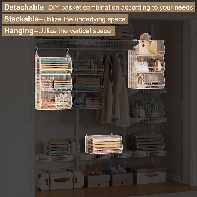 3 Tier Extra Large Closet Hanging Shelves