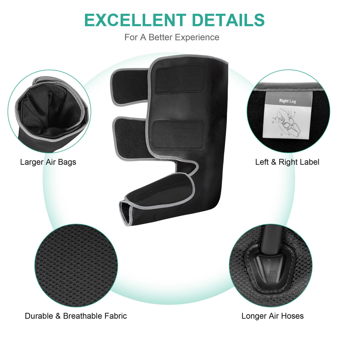 Medcursor Air Compression Leg Massager, Calf and Foot Massager for Circulation and Swelling Relief, Adjustable Massage Boots for Home Office Use - 3 Modes, 3 Intensities, 2 Timers, No Heat