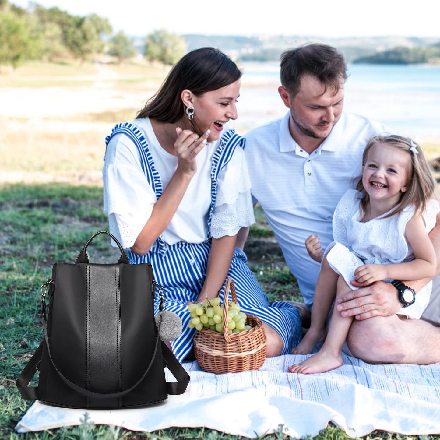 Miss Lulu Women Backpack Leisure Ladies Rucksack Water-Resistant Nylon School Bags Anti-Theft Daypack Shoulder Bag (black)