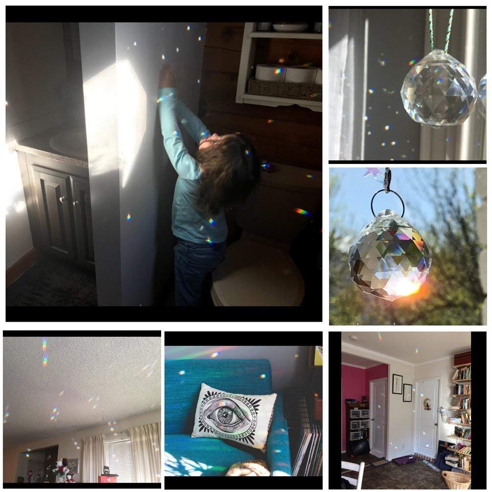 Petrichor Feng Shui Clear Crystal Hanging Ball for Good Luck & Prosperity - Home Decoration/Gifting (70MM)