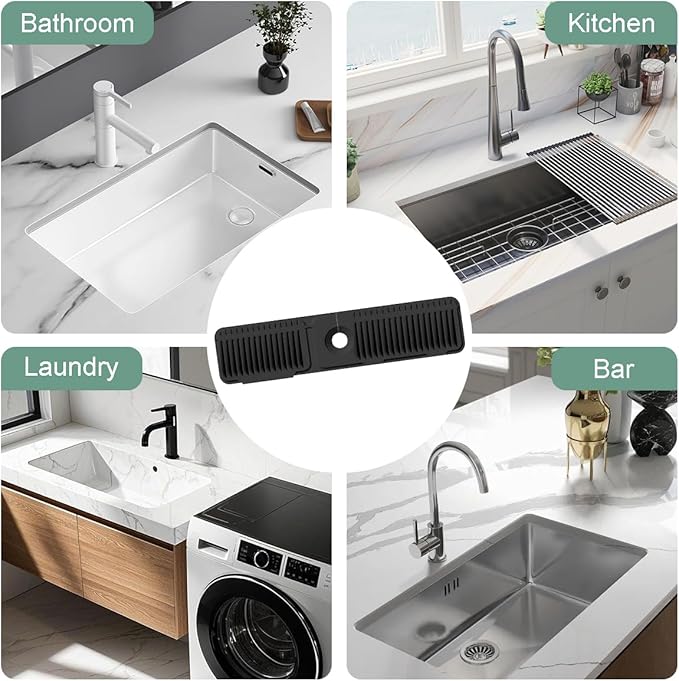 24 Inch Faucet Mat for Kitchen Sink Silicone Folding Faucet Mat for Bathroom