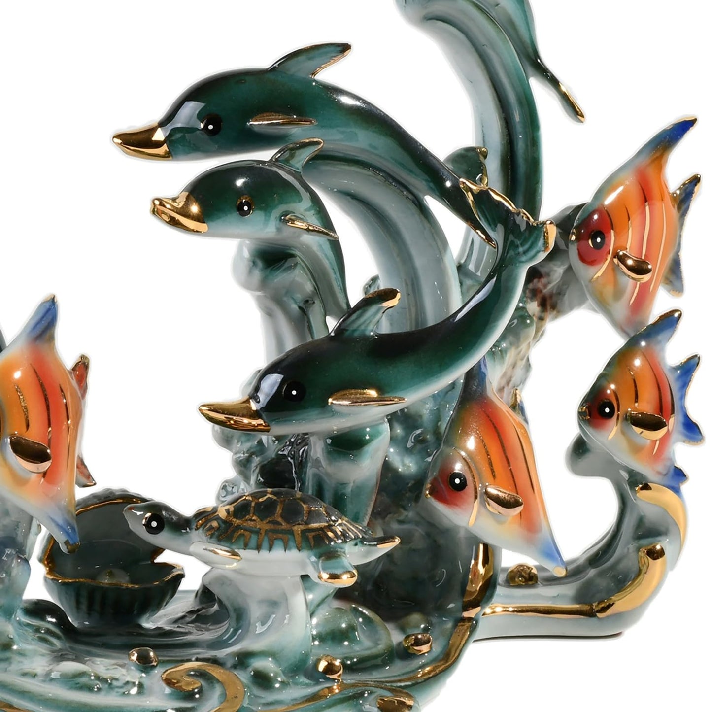 MTME Porcelain Figurines, Family in The sea, memorialbilia, Sculpture Home Decor (Y)