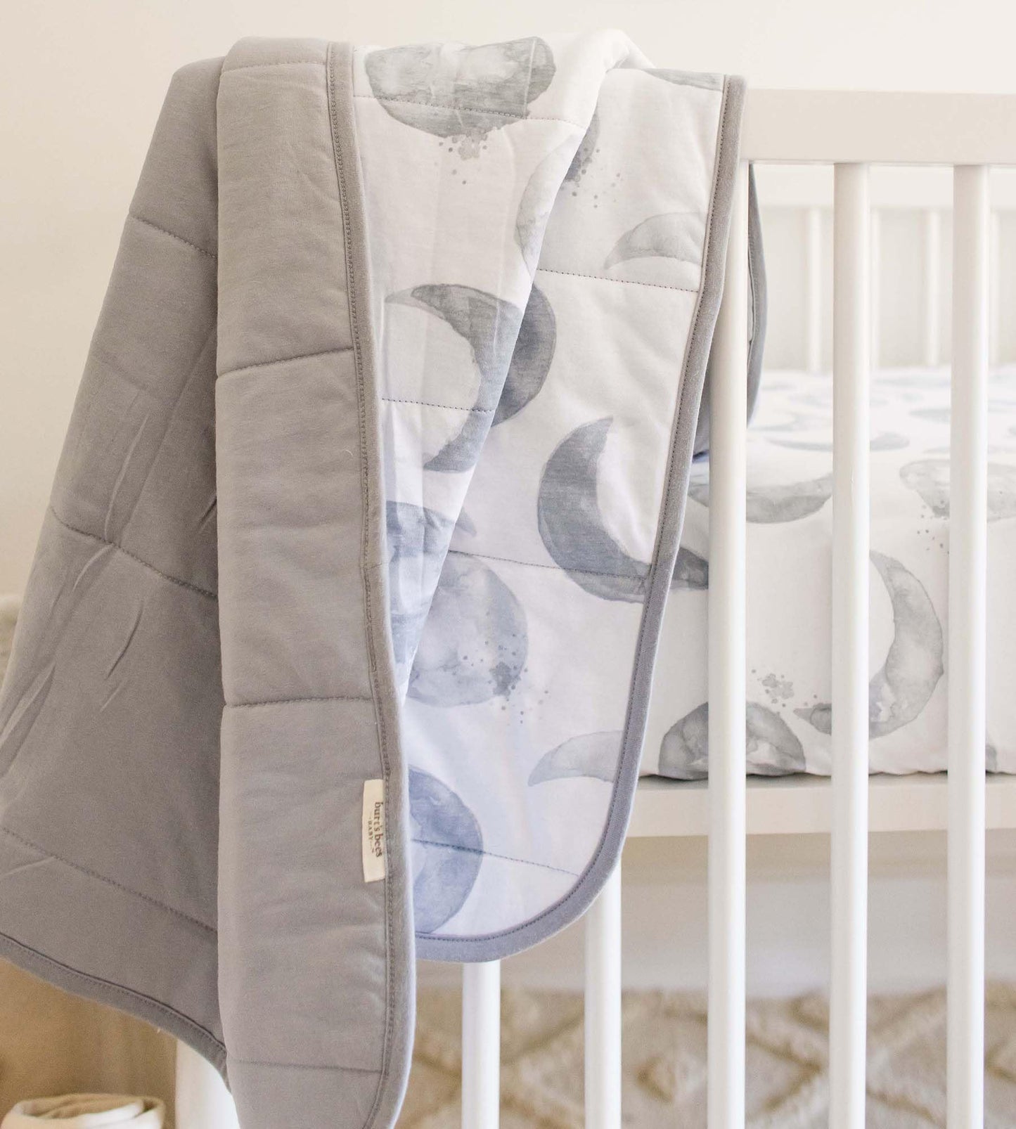 Burt's Bees Baby Infant Reversible Blanket, 100% Organic Cotton Nursery Blanket, Breathable Nursery Bedding, 30" W x 40" L