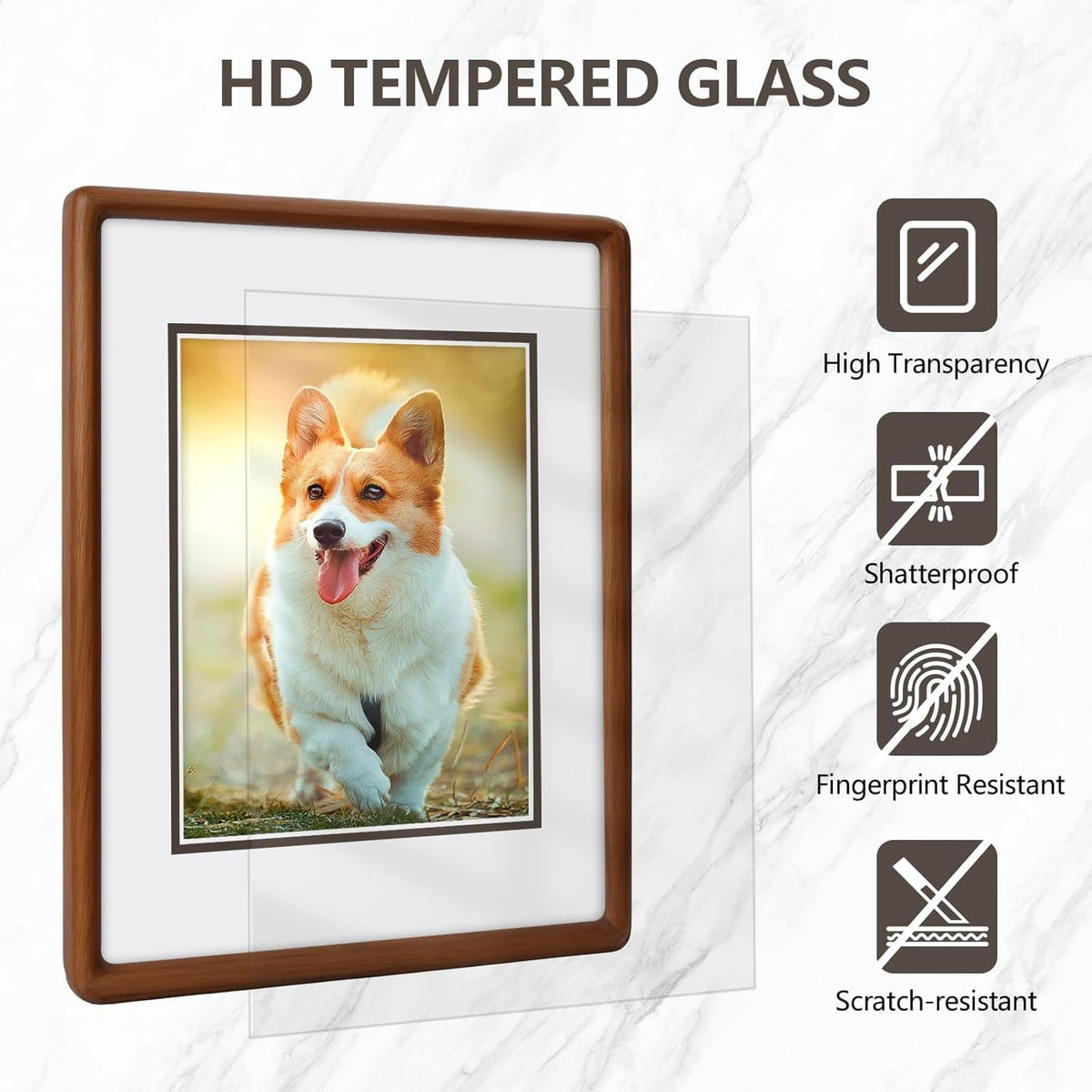 SZKYSJGS 2Pack 5x7 Wood Picture Frame, Solid Natural Walnut Photo Frame with Tempered Glass, 5 x 7 Wooden Frame Matted to 4x6, Wall or Tabletop Display