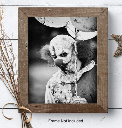 Scary Clown - Creepy Clown - Gothic Wall Art - Gothic Decorations - Goth Wall Decor - Goth Room Decor - Satanic Artwork - 8x10 Horror Movie Poster