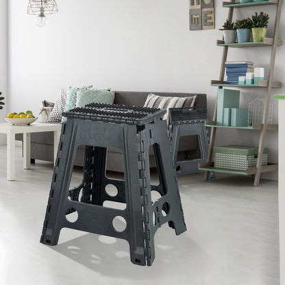 Rainberg 18 Inch Heavy Duty Folding Step Stool, Non-Slip Foldable Footstool for Toddlers, Folds Flat with Carry Handle, Space Saving Folding Stool Easy Carry Foldable stepping Stool for Indoor/Outdoor