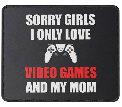 I Love Video Games and Mom Mouse Pad - Valentines Day Video Games Boys Teens - 9.5 x 7.8 Inch Mouse Mat Gaming Gamer Gifts - Funny Gifts Idea for Men