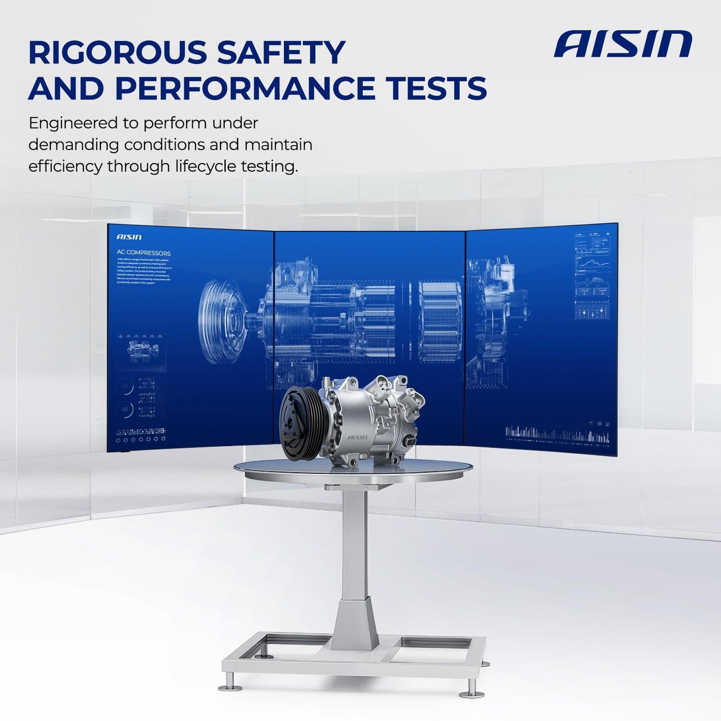 AISIN AFTERMARKET ACCFD-00640 Air Conditioner AC Compressor - Compatible with Ford F-250 F-350 F-450 F-550 Super Duty 2011-2016, E-350 E-450 Super Duty 2021-2022 - with 6-Pulley Groove & Clutch