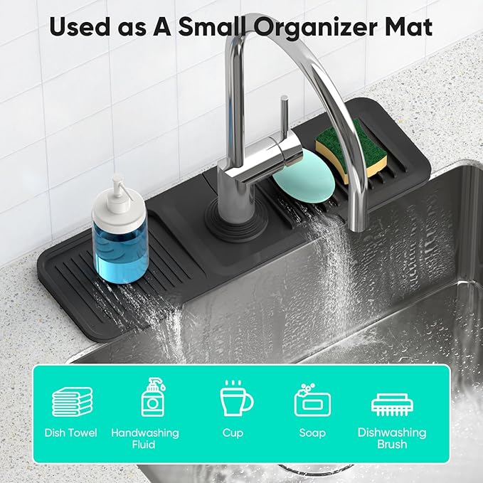 17.7inch Faucet Mat for Kitchen Sink Kitchen Sink Splash Guard Silicone Kitchen