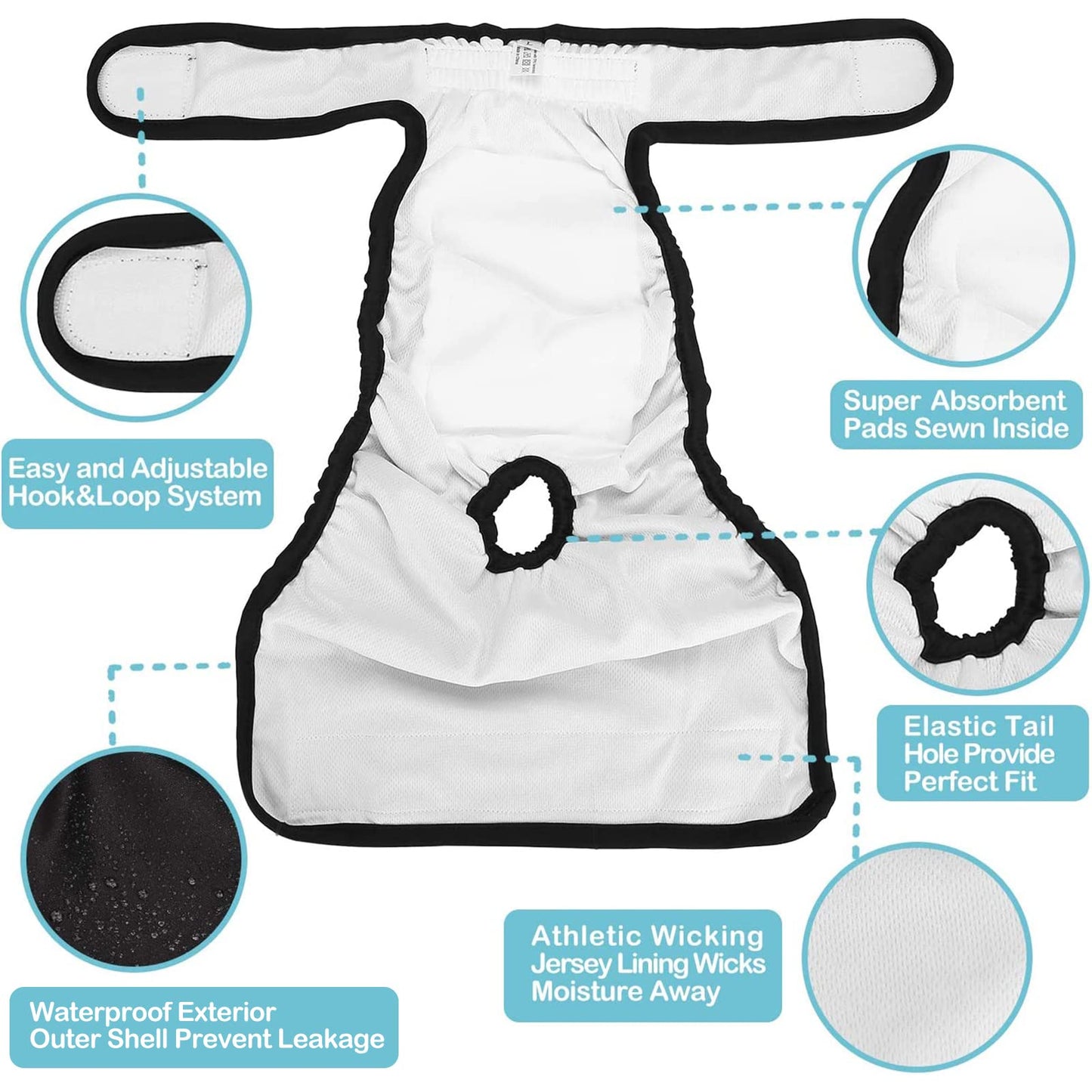 Avont 3 Pack Reusable Dog Diapers, Highly Absorbent Washable and Eco-Friendly Sanitary Wraps Panties for Female Pets -3 Black(L)
