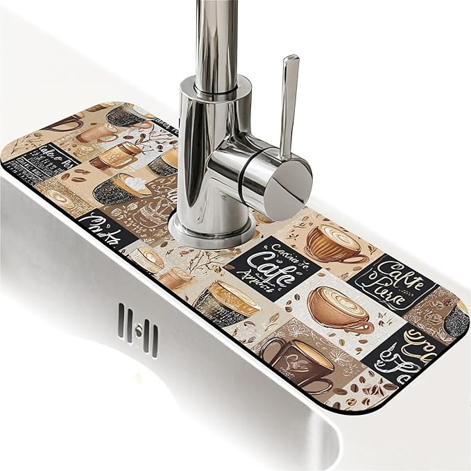 Kitchen Sink Splash Guard，-coffee Faucet Mat Sink Gadgets-Super Absorbent Fast