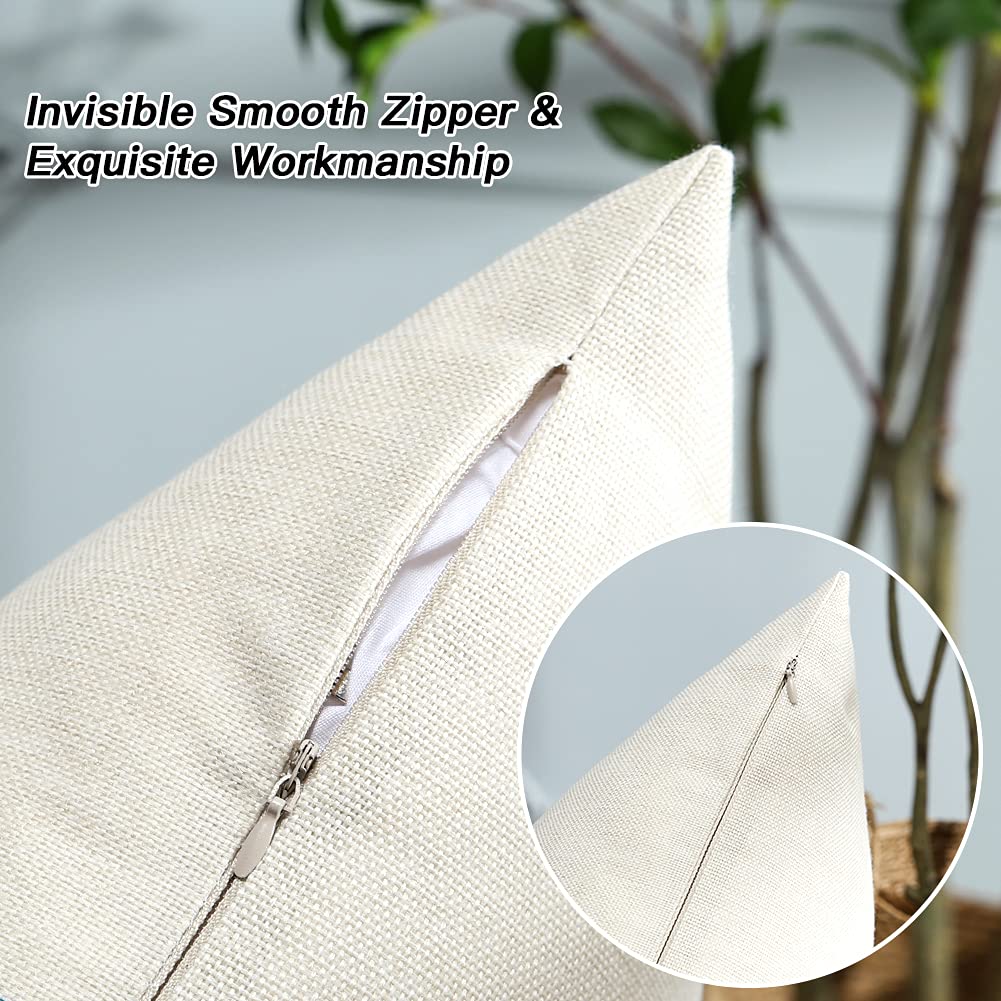 OTOSTAR Pack of 2 Outdoor Waterproof Decorative Pillow Covers 20x20 Inch Linen Geometry Pillowcases Cushion Case Garden Throw Pillow Covers Pillows Shell for Patio Furniture Couch Tent Balcony (Black)