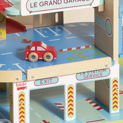 Le Toy Van - Iconic Wooden 3 Storey Le Grand Garage Toy Car Play Set - Set 7 Pieces | Play Vehicle Role Play Toys - Suitable For 3 Year Old +