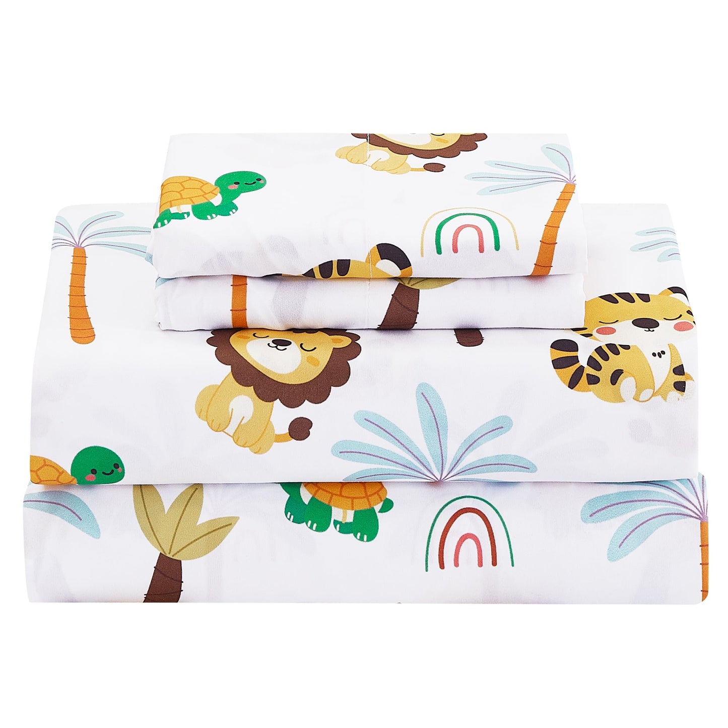 CozySmile Twin Sheet Set Kids,3 Pieces Breathable Soft Microfiber Bedsheets for Child Boys, Oeko-TEX, Anti Pilling Deep Pockets Easy Care Bed Sheets, Lion Tiger