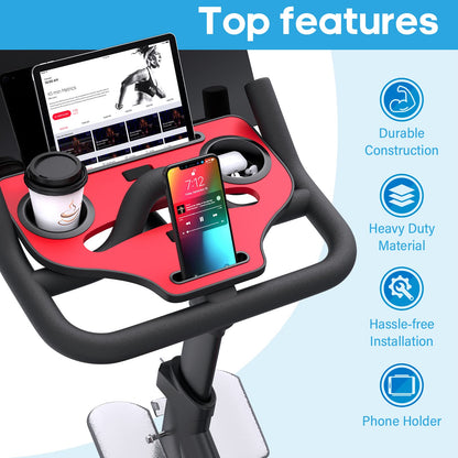 Qsxou Desk Attachment for Peloton Bike (NOT Bike+) Tray Holder for Phone, Cup, Tablet, Ergonomic Platform Tray Accessories for Peloton Spin Bikes