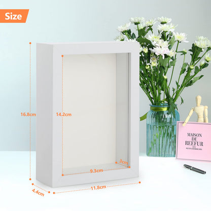 Anhow 2pcs 4x6 Shadow Box Frame, 3D Picture Frame Display Cas with Real Transparent Glass for Photos, Memorabilia, Crafts, Souvenir, Wedding Memories, Baby Items - White/ 1.2 Inch Depth