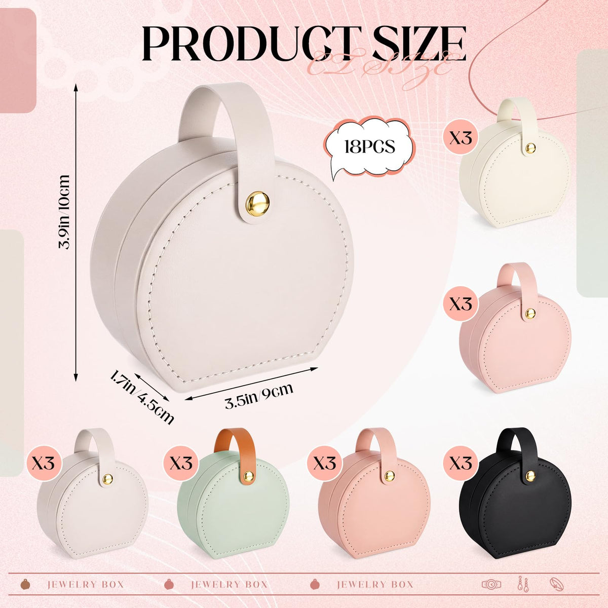 Nosiny 18 Pcs Jewelry Case Travel Small Jewelry Box for Women PU Leather Portable Mini Travel Box for Earrings Rings Necklaces Bracelets Gift Organizer for Wedding Bridesmaid Proposal