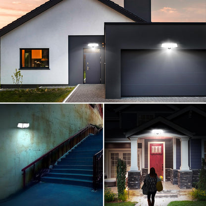 Lepro Solar Security Lights Outdoor Motion Sensor, 1200LM Solar Flood Lights with Separate Solar Panel, IP65 Waterproof, Adjustable 3Heads, Pir Wall Lights for Yard Garage Pathway