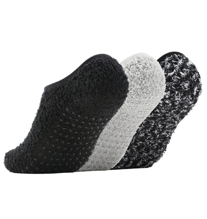 Bevigorio Slipper Socks for Women with Grippers Non Slip Fuzzy Socks with Grips Womens Grippy Grip Hospital Home Gifts 3pairs blackgreymix