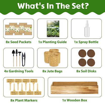 LUOJIBIE 8 Herb Indoor Garden Kit for Beginners, Complete Windowsill Growing Gifts Set with Tools, Mother's Day Gifts for Mom,Unique Christmas Birthday Gifts for Women Men Girls Kitchen Housewarming