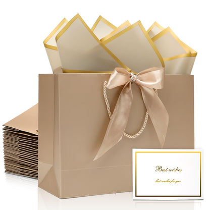 KeerxunBag The comes with 12 champagne-colored gift bags, including 24 jelly papers, 12 thank-you cards and 12 ribbons, making it the perfect choice for weddings, anniversaries and special events
