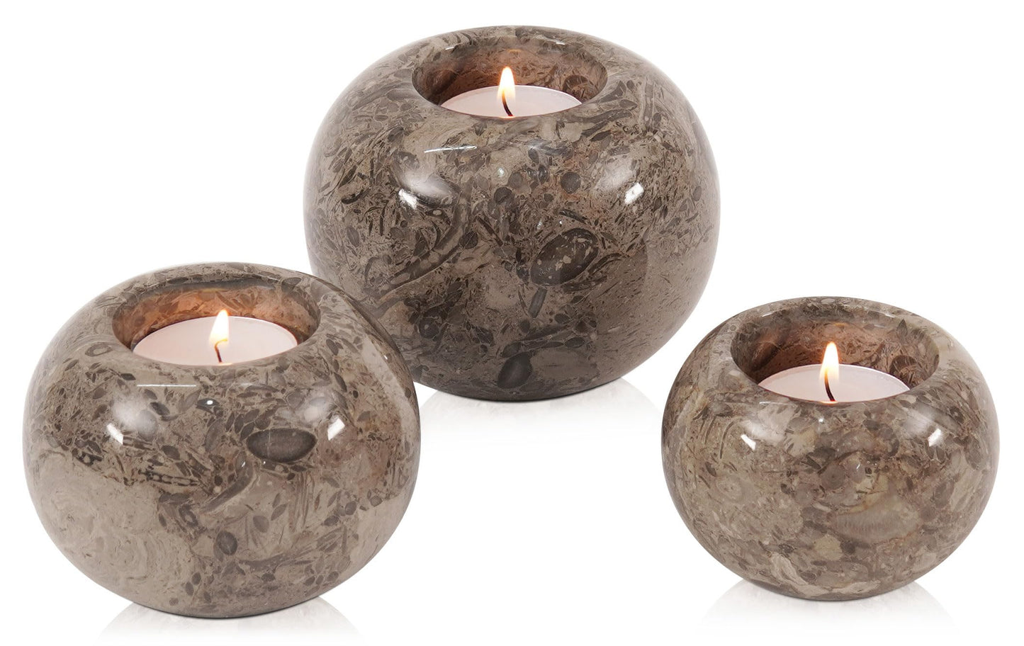 Radicaln Marble Tealight Candle Holder 4" Inch Oceanic Handmade Set of 3 Mini Candle Holders for Dining, Decorative Votive Candle Holder & Marble Taper Holder for Home Decor