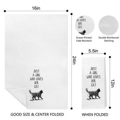 Kemingni Funny Black Cat Kitchen Towels Set of 2, Cat Mom Lady Gifts for Women, Pet Lover Gifts, Easily Distracted by Cats Decorative Hand Dish Tea Towels for Bathroom Kitchen, 16x24 Inch