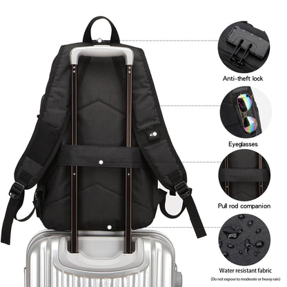 Anti-Theft Laptop Backpack,Business Travel Backpack Bag with USB Charging Port Lock,Water Resistant College School Computer Rucksack Work Backpack for Mens Womens Fits 15.6 Inch Laptop-Black
