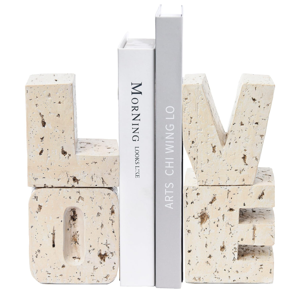 Book Ends Decorative with Love Design,Small Farmhouse Heavy Duty Bookends,Book Holders for Shelves, Book Stoppers for Home Desk Decoration, Unique Love Sculpture Bookend-Great Gift for Valentine's Day