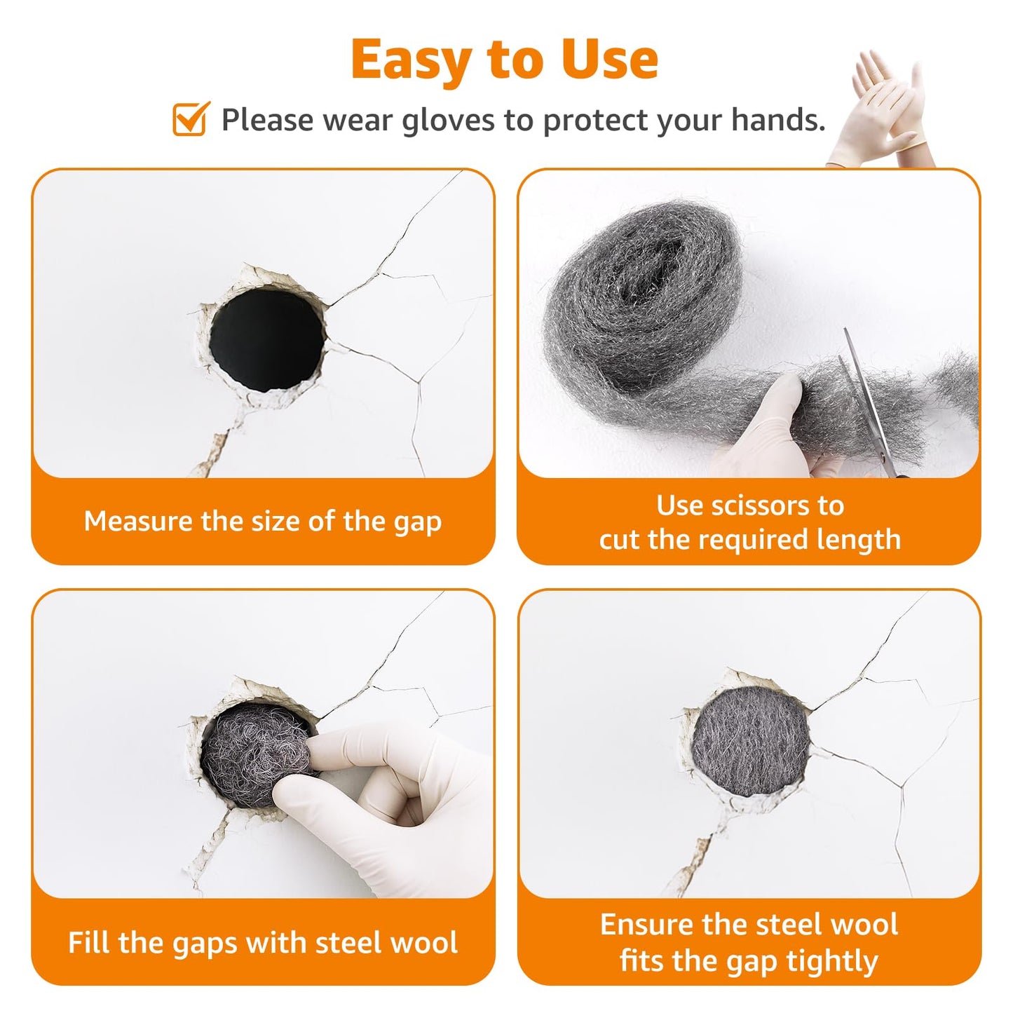 PICK FOR LIFE Steel Wool Mice Blocker 2 Pack 0000 Coarse Wire Wool Mice for Cleaning Rodent Control Gap Hole Filler Keep Rodent Rat Insect Pest out for Attic Garden Kitchen Garage with Gloves(3m/Roll)