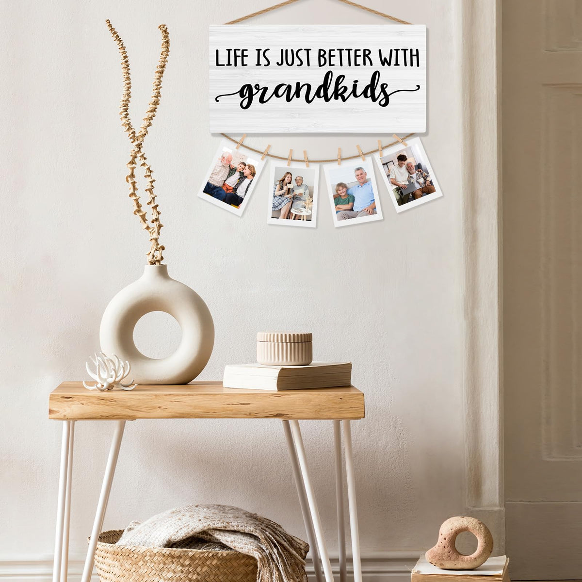 shiviody Grandparents Grandkids Picture Frame Photo Holder for Wall, Grandma Grandpa Gifts from Grandkids, Grandparents Gifts for Christmas Photo Hanging Display Picture Board for Wall Decor