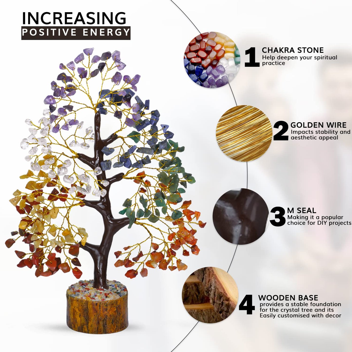 NARIBABU 7 Chakra Tree of Life, Crystal Tree, Crystals and Gemstones, Healing Crystals, Birthday Gifts for Women, Decorative Home Accessories, Living Room Decor, Spiritual Gifts for Women