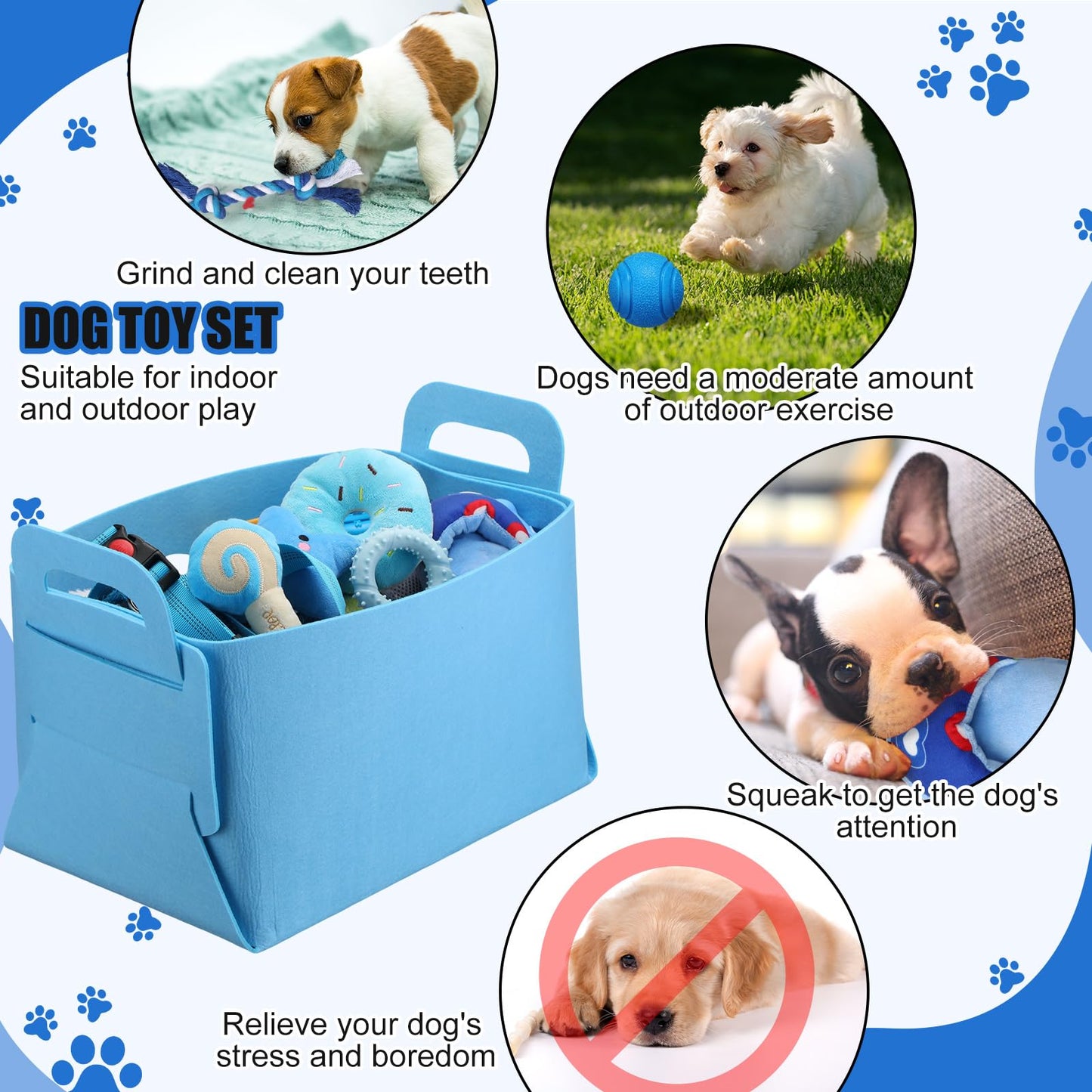 Abbylike 50 Pcs Puppy Supplies Starter Kit for Small Dogs Puppy Essentials Includes Leash, Bowls, Teeth Brushes, Water Bottle, and More Accessories for Dogs Pet Day Welcome Gift(Blue)